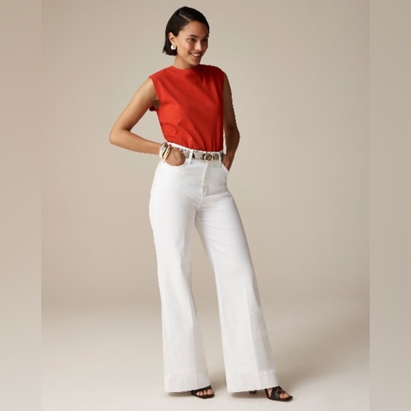 NWT J. Crew Wide-Leg Denim Trouser in White, High Rise, Wide Cuffs Sizes 30 & 32 - Picture 4 of 13